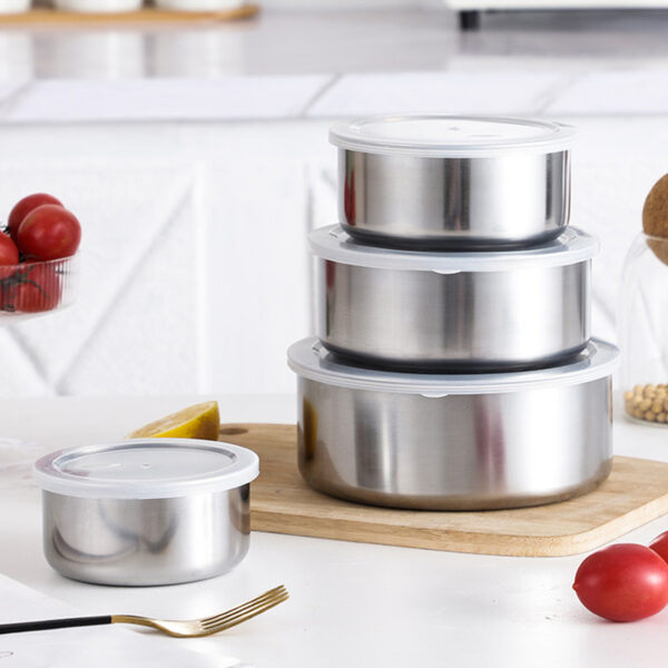 5 Pcs Stainless Steel Storage Bowls Set With Lid - Image 4