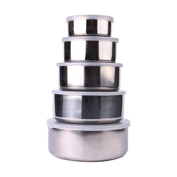 5 Pcs Stainless Steel Storage Bowls Set With Lid - Image 7