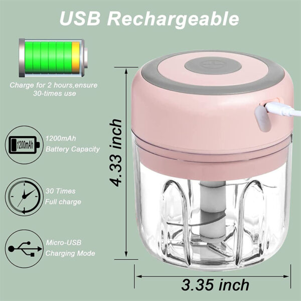 Mini Electric Household Chopper Wireless Garlic Beater USB Portable - Image 4